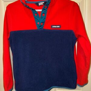Lands' End Kids Red and Blue Fleece Pullover